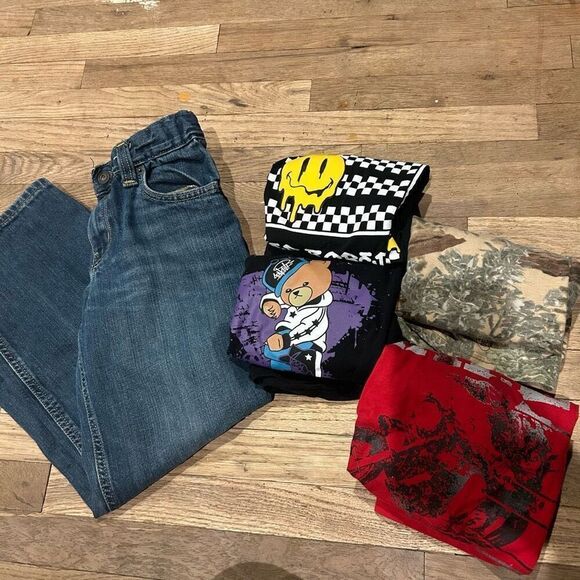 Bundle boy 5 items shirts jeans size 10-12 large - Picture 1 of 16